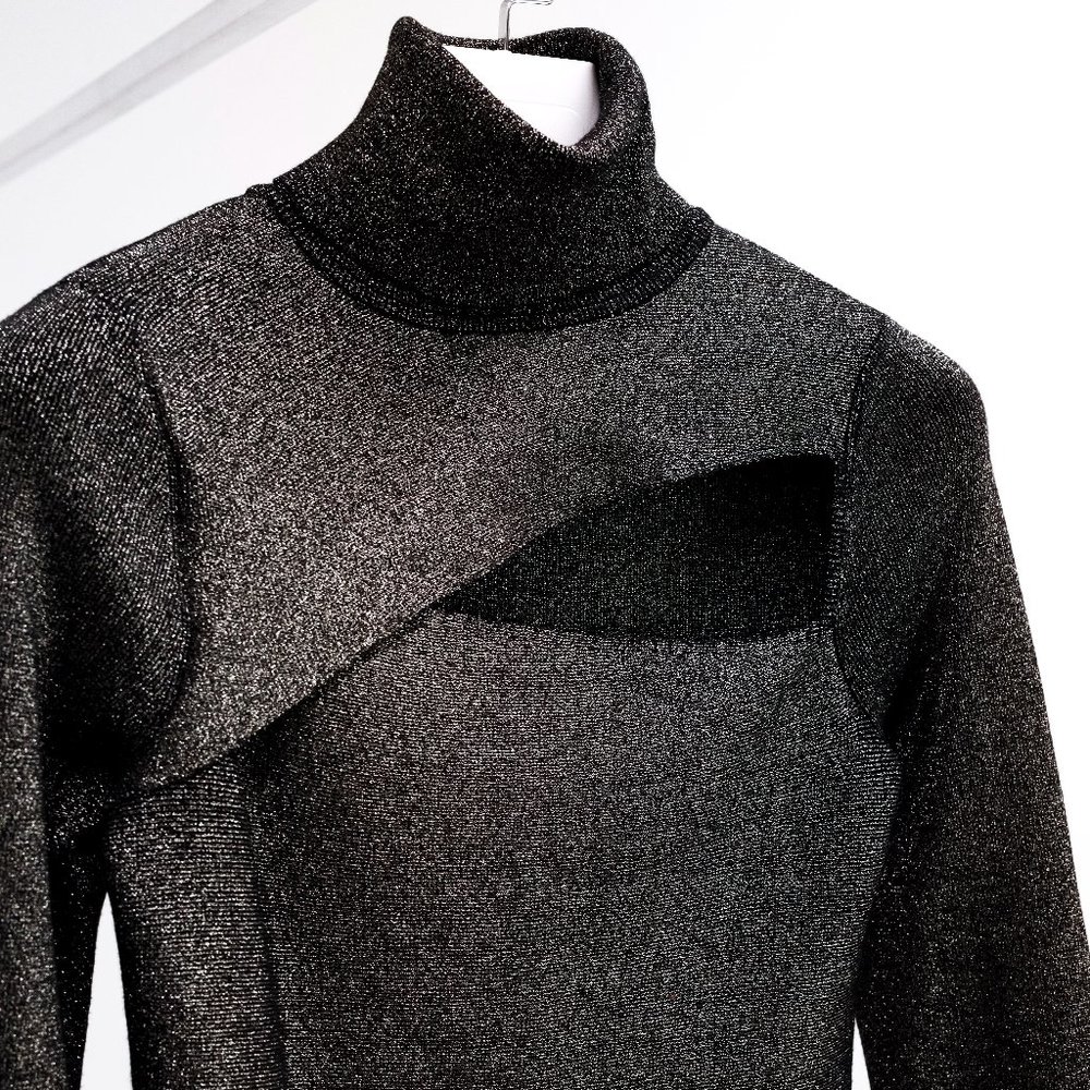 A.L.C. Metallic Knit Turtleneck Top